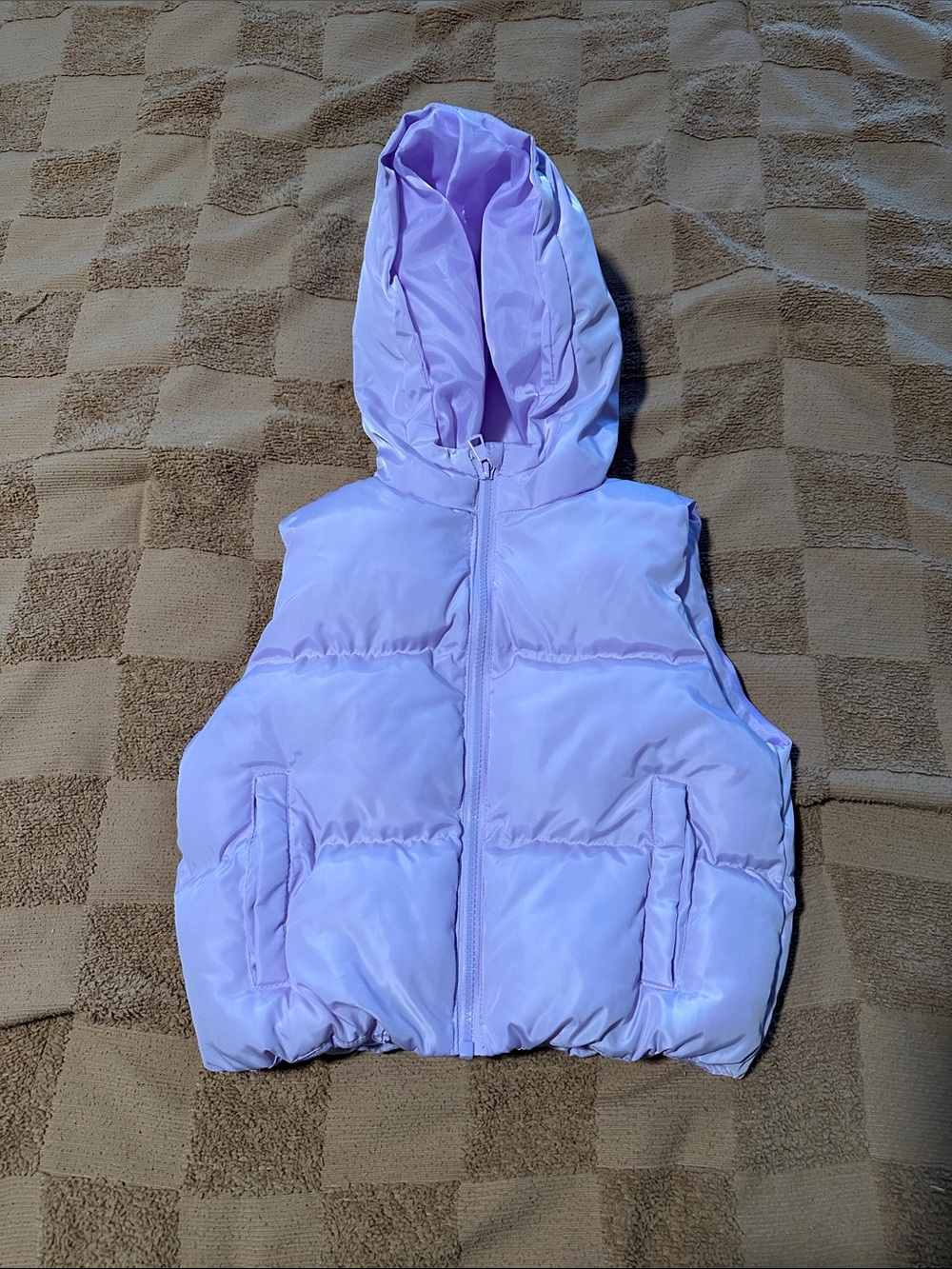 Light Purple Hooded Puffer Vest for Kids